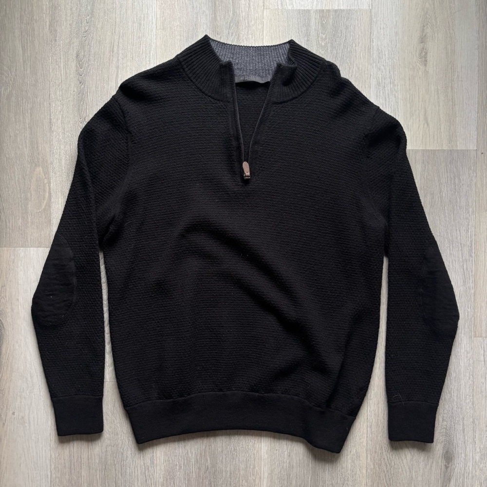 Raffi Extrafine Merino Wool Quarter Zip Black